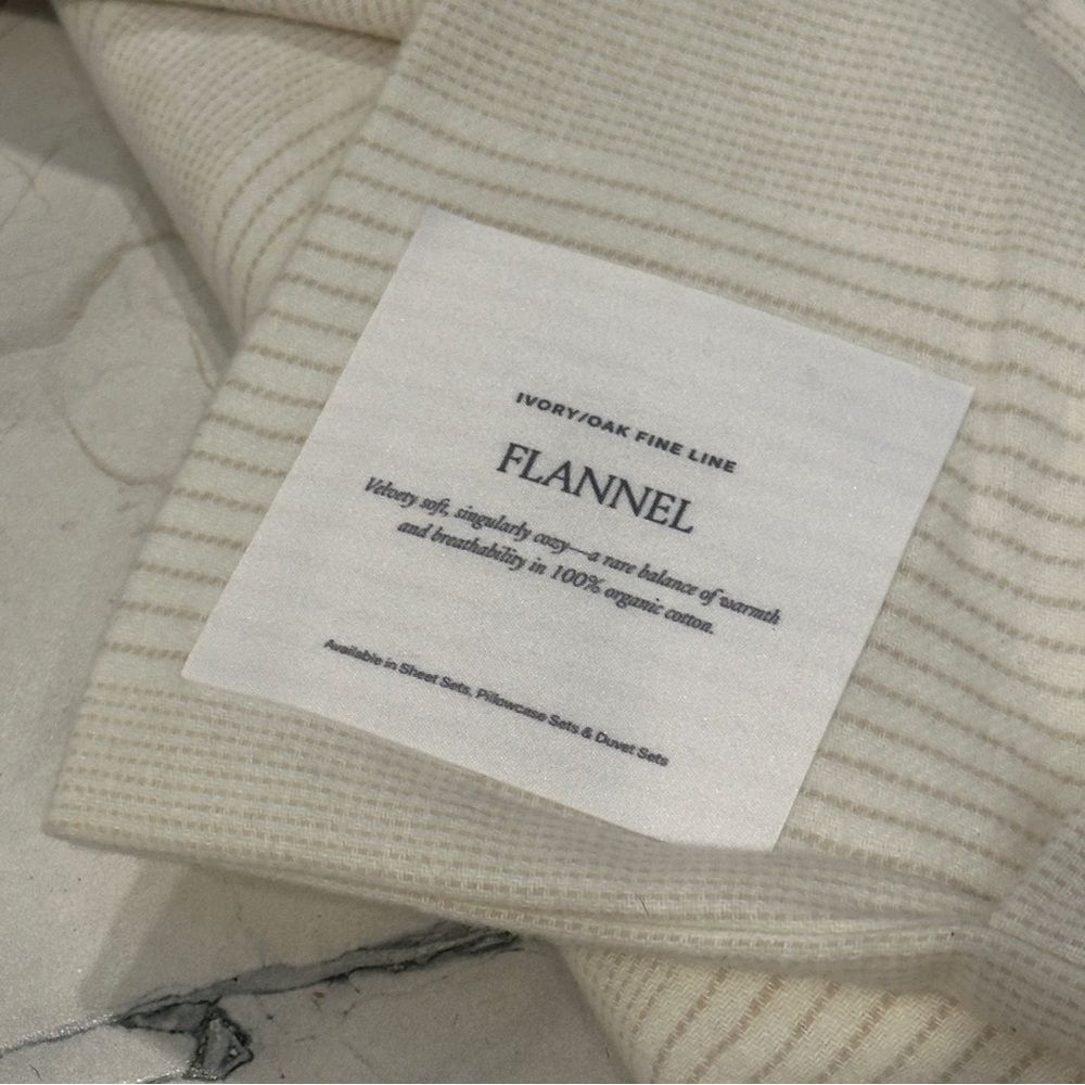 BOLL & BRANCH | cream / oak fine line striped FLANNEL standard pillow covers - Picture 9 of 14
